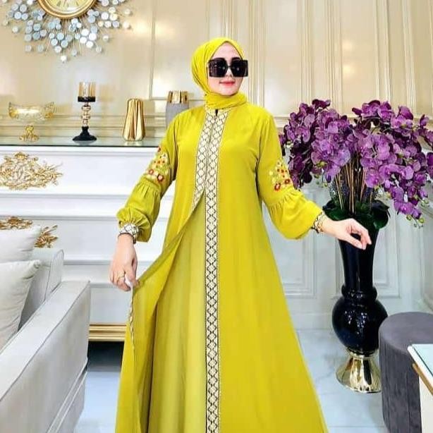 Super Promo, Galeri Sicantik - Cod - Gamis Abaya Busui Mewah Elegan Terbaru - Gamis Abaya Warna Sage