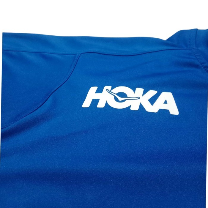 Produk Unggulan Hoka One One Performance Running Shirt Kaos Olahraga Running Gym Biru