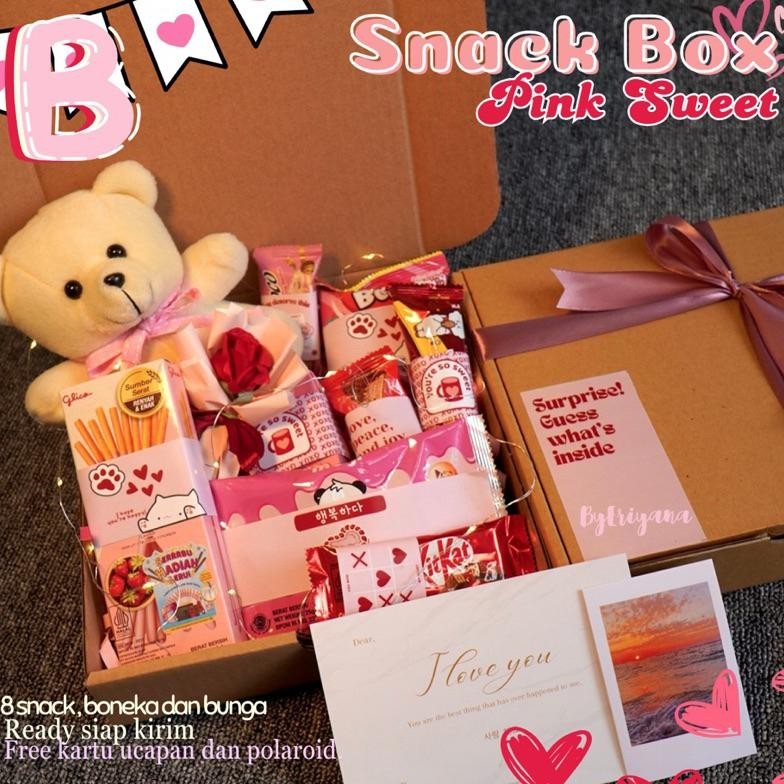 

ORIGINAL Hampers Snack Box Set Kado Jajan Makanan Minuman Makanan Ringan Ulang Tahun Valentine Wisuda Anniversary Sempro Hari Guru Pink Sweet Series Food an