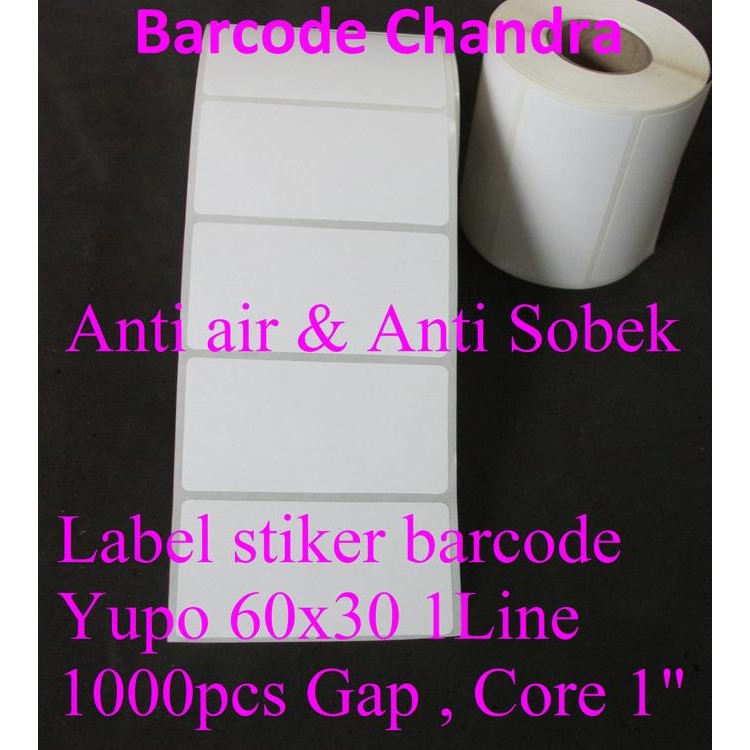 

YUPO 60X30 1LINE 1000PCS GAP,CORE 1", LABEL STIKER BARCODE