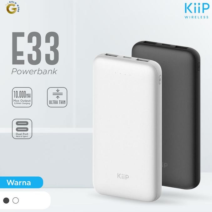 Sale Kiip - Powerbank - E33 Slim Type-C Micro Usb 10.000 Mah