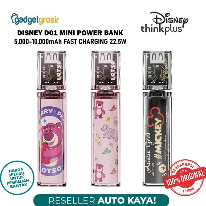 Sale Thinkplus X Disney D01 Mini Power Bank 22.5W Fast Charging Dual Port Type C Usb A Powerbank 500