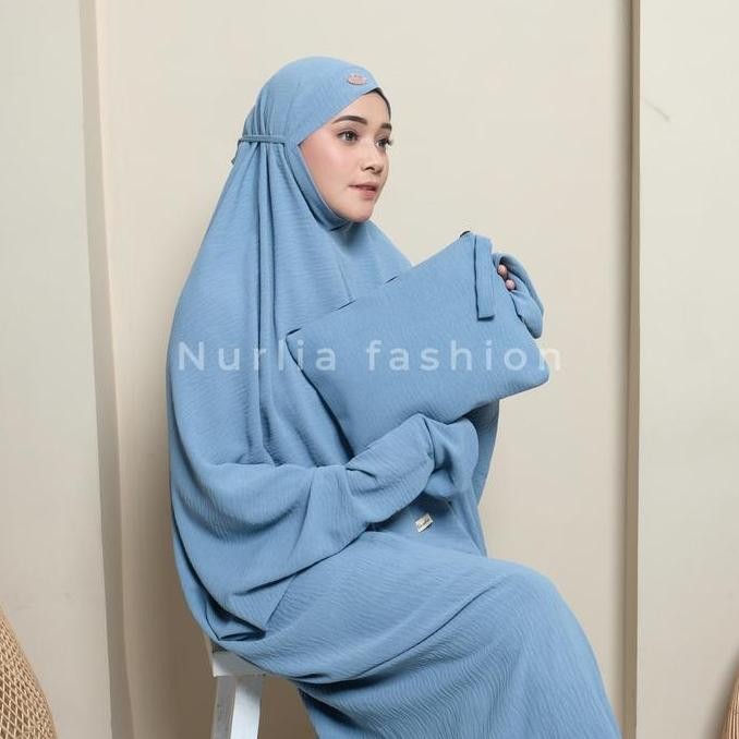 Diskon Mukena Terusan Dewasa Pake Tangan Bahan Kringkel Airflow Polos Mukenah Cantik Travel Pita  Pa