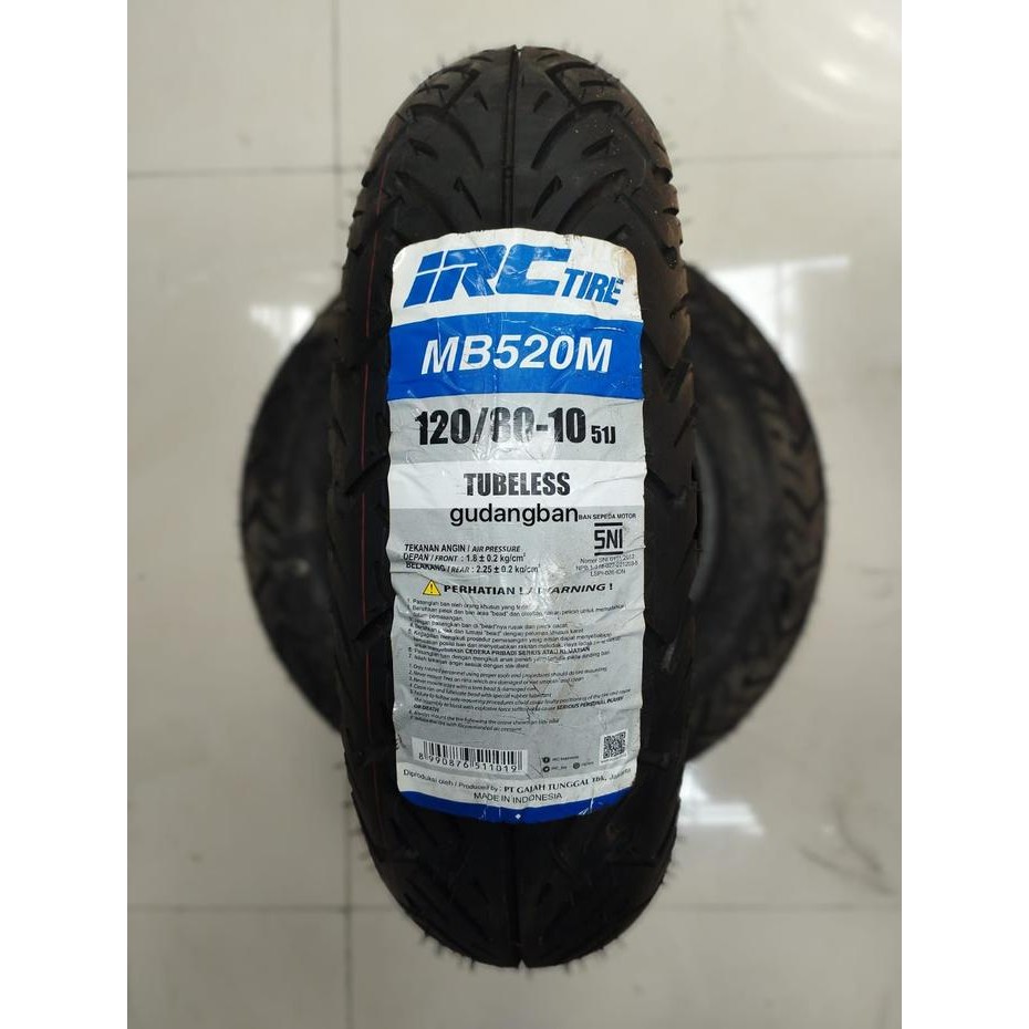 Ready Ban luar IRC MB520M 120 80 - 10 51J Tubeless