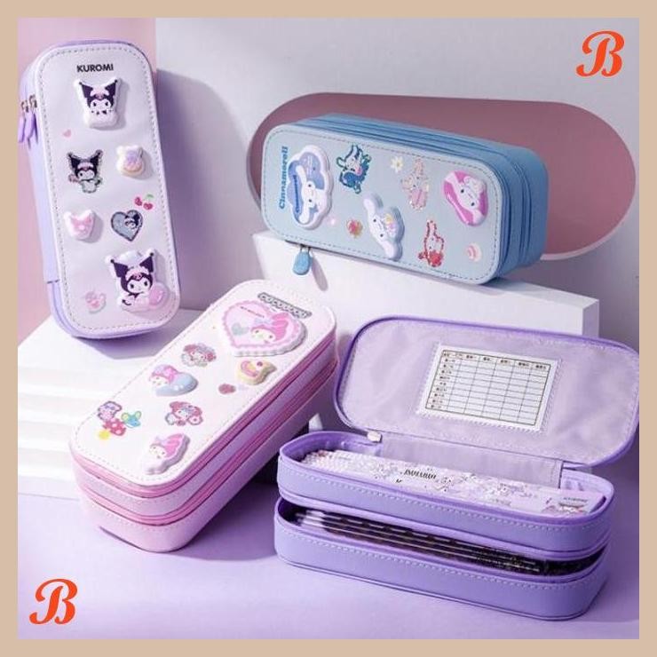 

| KK | KOTAK PENSIL ANAK DIY STIKER WATER PROOF DUA TINGKAT KUROMI MELODY
