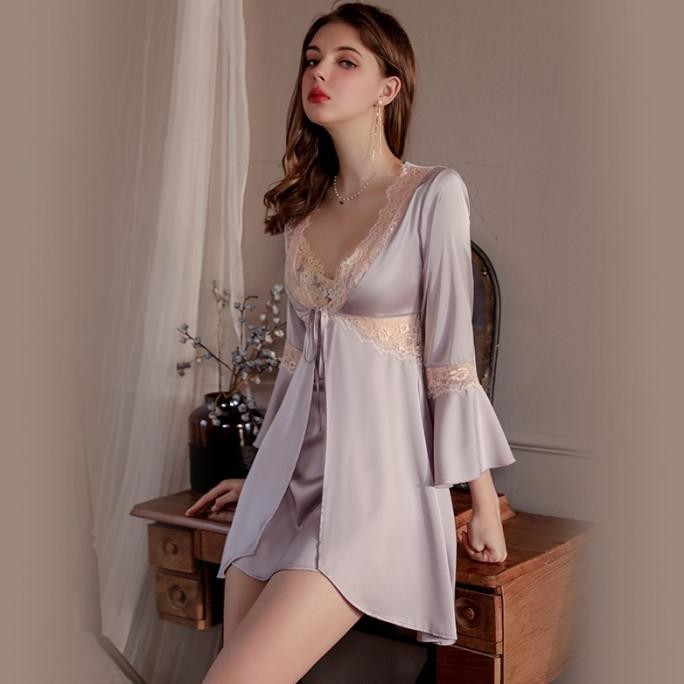 

Set Baju Kimono Piyama Tidur Lingerie Sexy Wanita Sleepwear Original