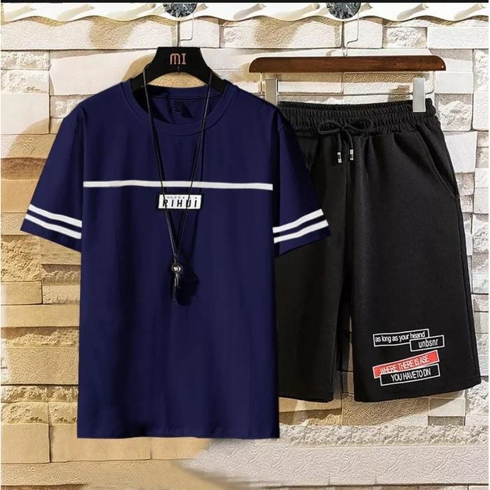 Cod-Setelan Pria Keren Size ML,Xl Setelan Pakaian Pria Distro Set.Rihui- Mentomen Celana Pendek