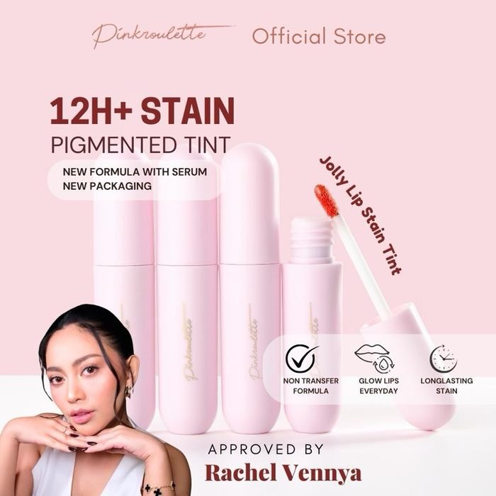 Bundling Jolly Tint PinkRoulette - Lip Tint Stain with Serum Liptint Pigmented, Tahan Lama up to 12