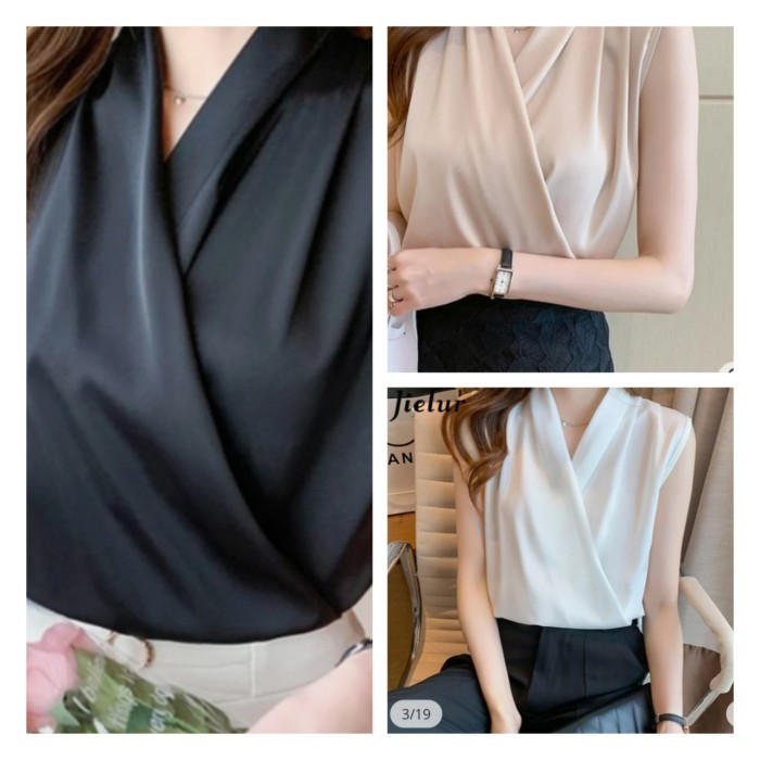 inner tanpa lengan dalaman blazer atasan blouse wanita