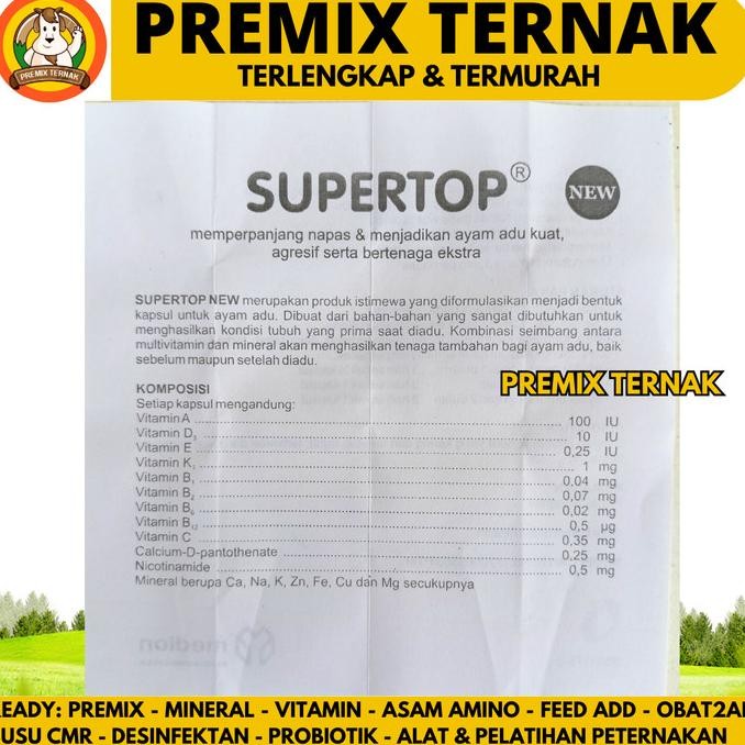 SUPER TOP 10 KAPSUL MEDION Penambah Tenaga Ayam Jago Obat Ayam Aduan