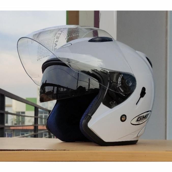 // Helm Half Face Gmt/Helm Double Visor/Helm Motor Sni/Helm Murah/Putih - //