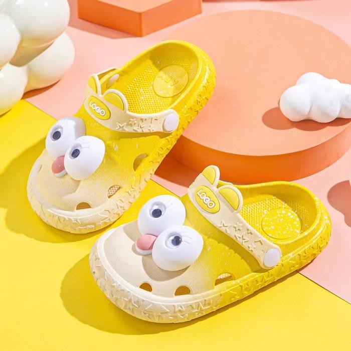 BERKUALITAS SANDAL ANAK BERMOTIF MATA BESAR YANG LUCU, SANDAL ANAK YANG NYAMAN UNTUK DI RUMAH DAN