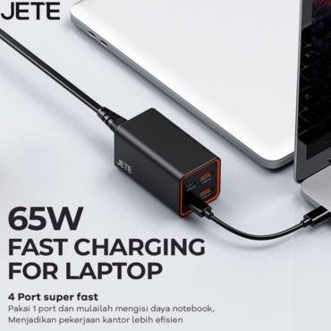 Promo Jete E6 Adapter Fast Charger Gan 65W + 4 Port (Dual Usb & Dual Typec)