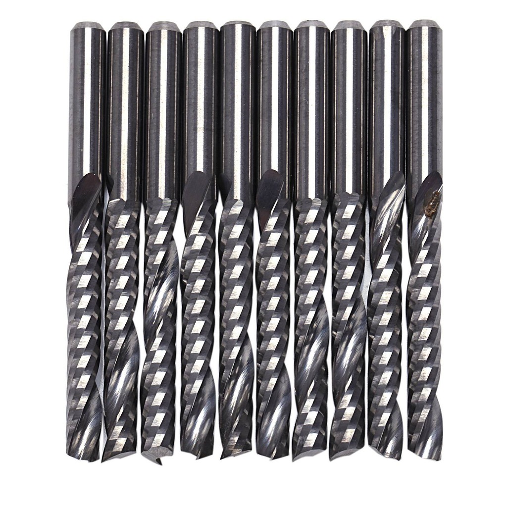 Sale 10Pcs Cnc Router Bits 3.175 X 22Mm Single Flute Spiral Carbide Cnc Router Bits Milling Cutter