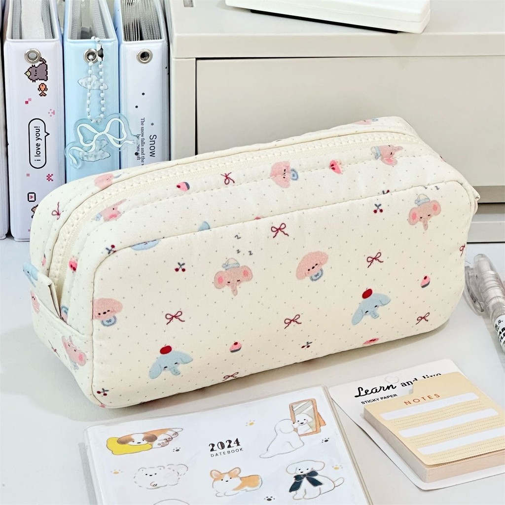 

Cartoon Print Square Pencil Case Cute Large Capacity Stationery Storage Bag