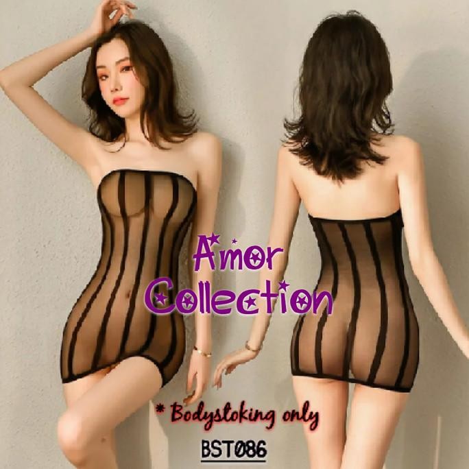 

Lingerie Bodystoking Dress Hitam (Bst086) By Amor Collection Original