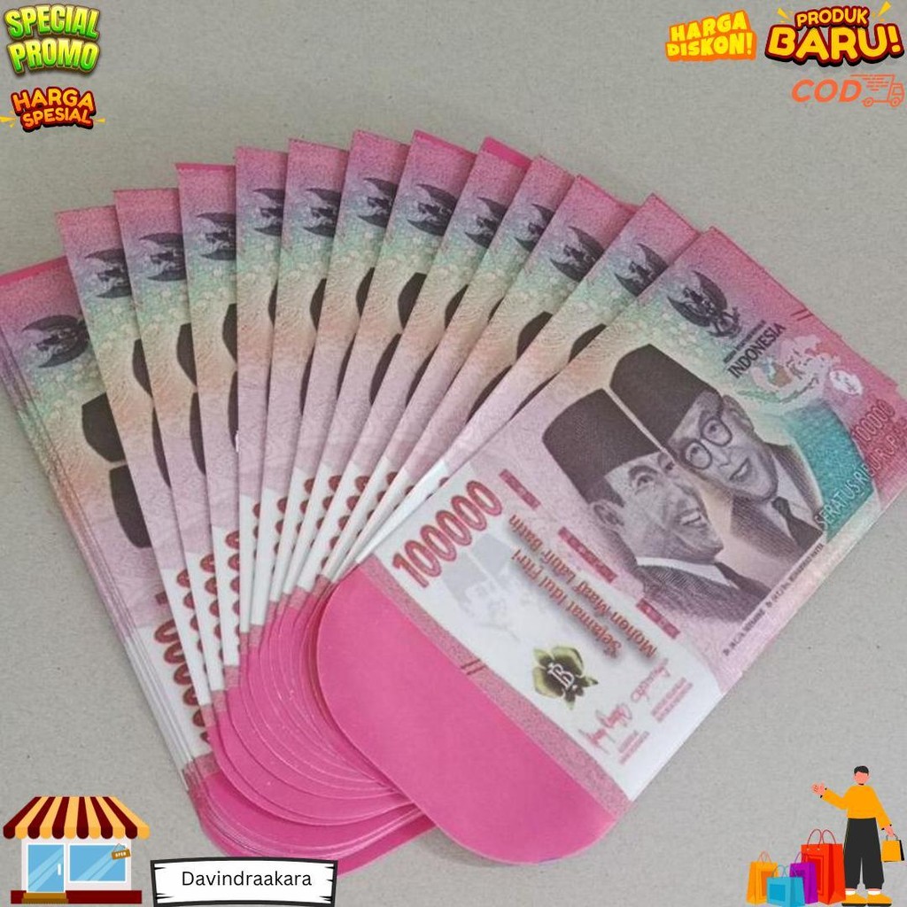 

100 Lembar......Amplop Lebaran Motip Gambar Uang Mainan D Promo Puncak