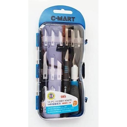 

SIAP KIRIM HOBBY KNIFE SET CMART PISAU UKIR PAHAT CUTTER SET 14 PCS TAIWAN
