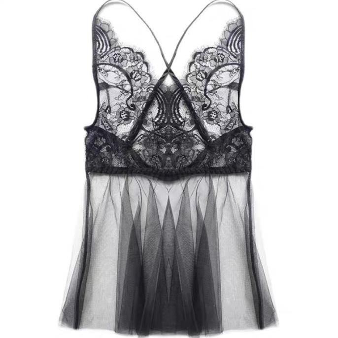 

Lingerie G-String Set Sexy Backless Transparan Bahan Lace A276 Original