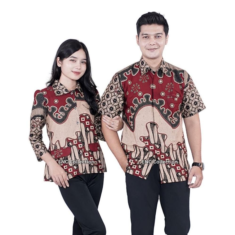 CR - Blouse Batik Paradise Batik Couple - Batik Wanita Kemeja - Atasan Modern Batik - Hem Batik Pria