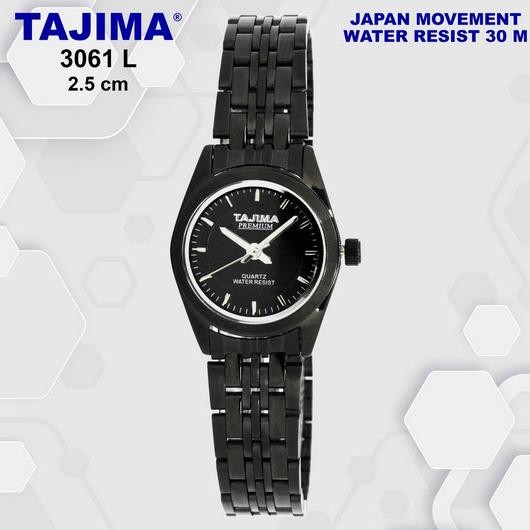 Grosir Tajima 3061 L Jam Tangan Premium Wanita Black Band Original Garansi
