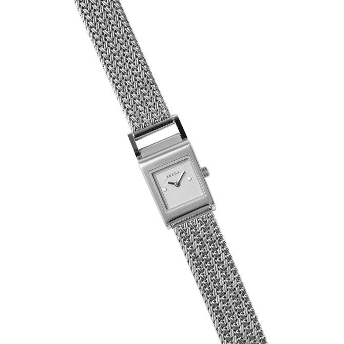 Sale Jam Tangan Breda Revel Tethered 1746E White Dial Silver Metal Mesh