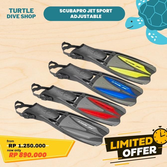 Scubapro Jet Sport Adjustable Fins Scuba Diving - Kaki Katak Selam