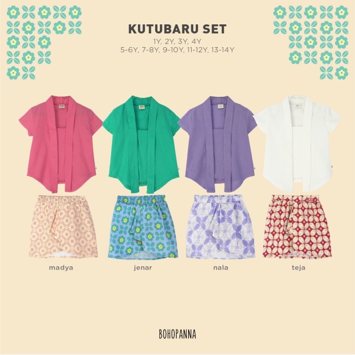 Bohopanna kutubaru set - setelan kutubaru anak perempuan - kebaya anak