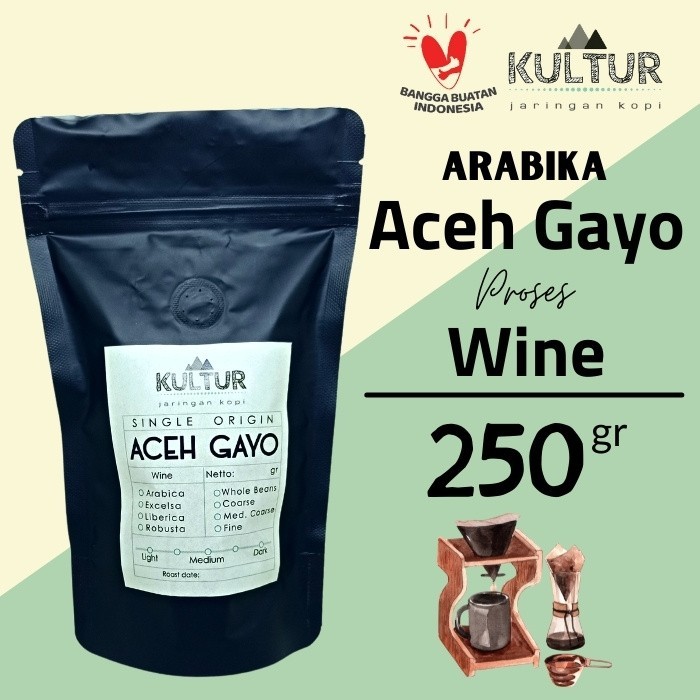 

Coffee Bean Biji Kopi Arabika Aceh Gayo Wine 250 Gr