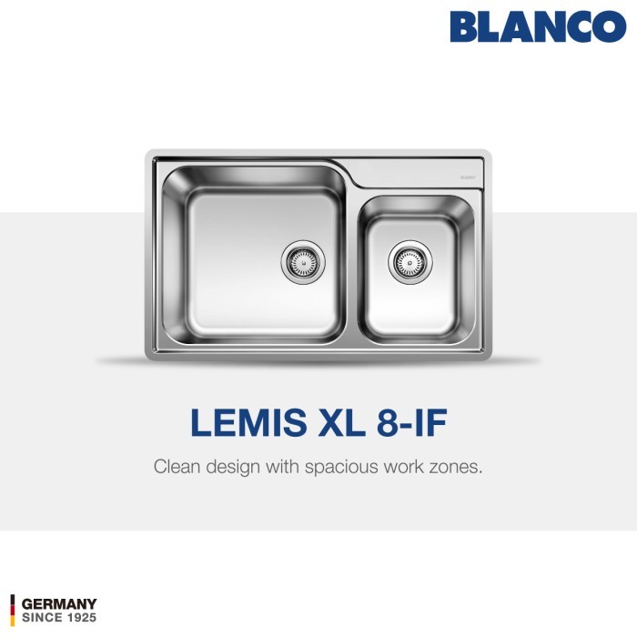 PROMO Kitchen Sink Bak Cuci Piring Stainless Steel 2 Lubang BLANCO LEMIS XL 8-IF - Wastafel Dapur