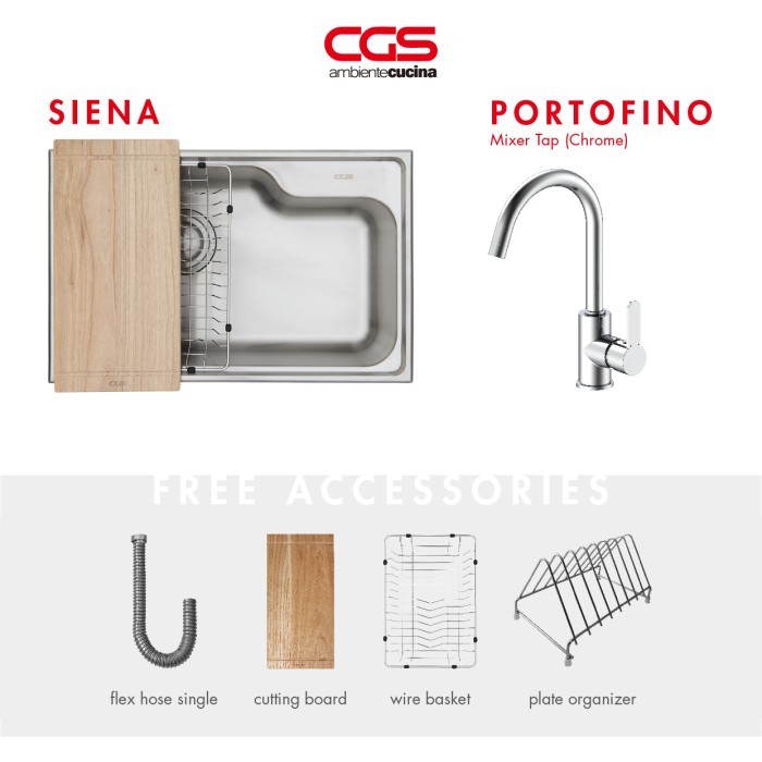 TERLARIS Kitchen Sink Bak Cuci Piring Dapur Stainless Steel 1 Lubang CGS SIENA Workstation Sink -