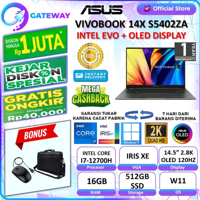 Asus Vivobook S 14X Oled S5402Za Evo I7-12700 16Gb 512Ssd Qhd 2.8K