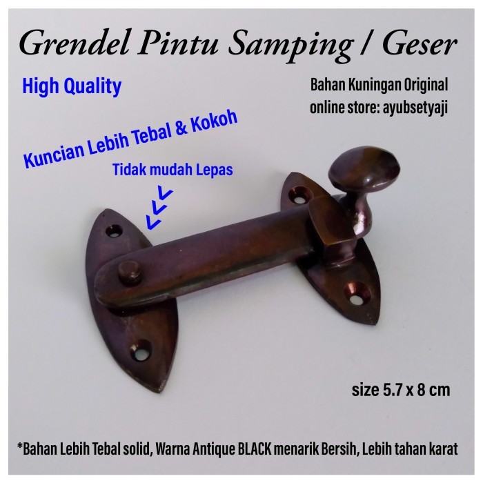 My Grendel Pintu Kuningan Klik Warna Hitam Antik Slot Pintu Hak Engsel