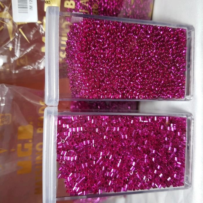 HOT SALE payet jepang ori, payet mgb payet bambu dan pasir magenta 100gr