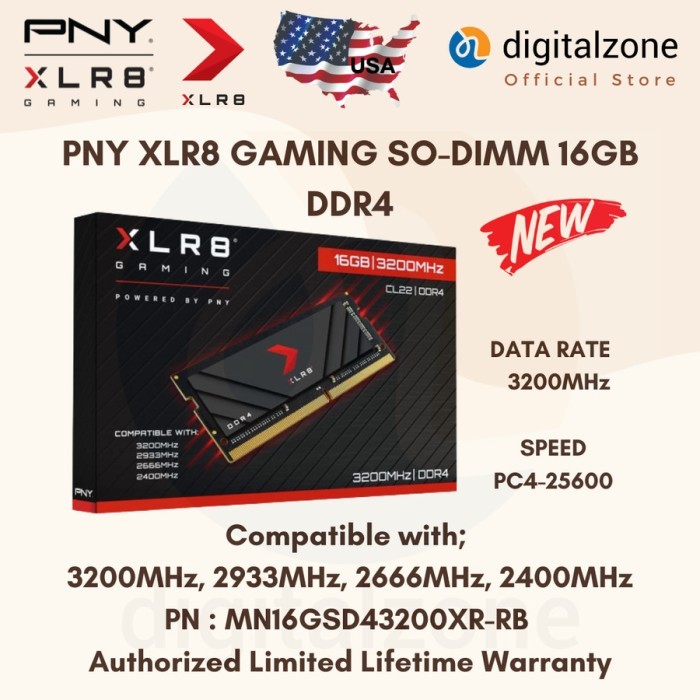 RAM 16GB DDR4 3200MHz Sodimm 16GB DDR4 3200MHz PNY XLR8 16GB 3200MHz