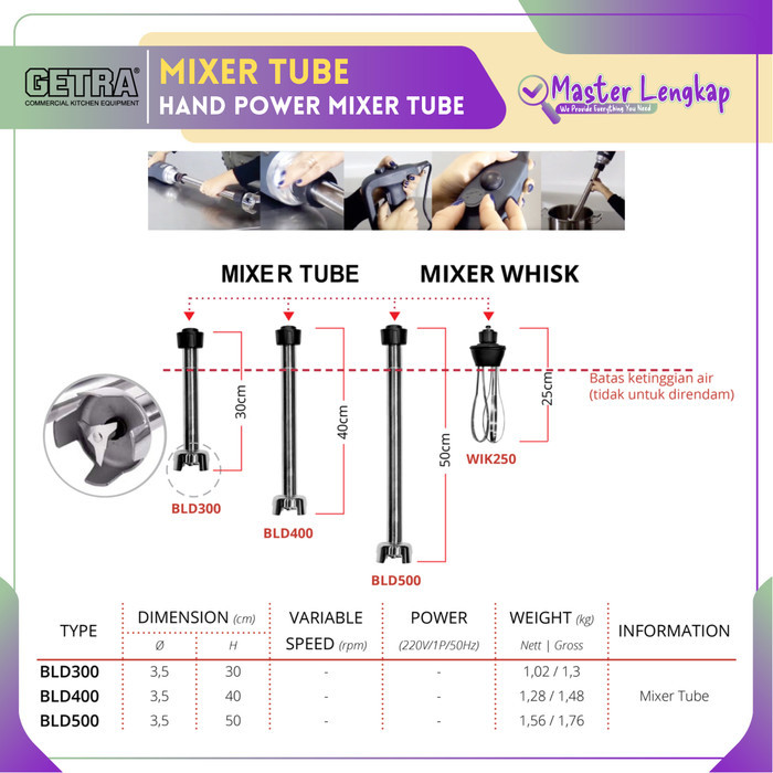 GETRA POWER XER TUBE BLD300 / BLD400 / BLD500