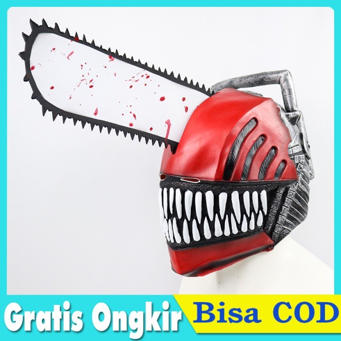 TERLENGKAP Denji Gergaji Topeng Chainsaw Man Helm Cosplay Denji Chainsawman Halloween Accessories