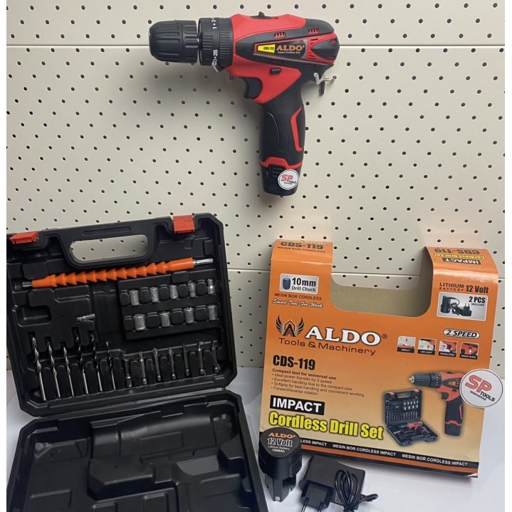 MESIN BOR BATERAI / CAS / CORDLESS SET IMPACT DRILL BETON ALDO CDS119