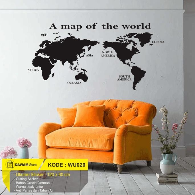 

CUTTING STICKER DINDING WALL STICKER DEKORASI RUMAH MAP OF THE WORLD STOK TERBATAS