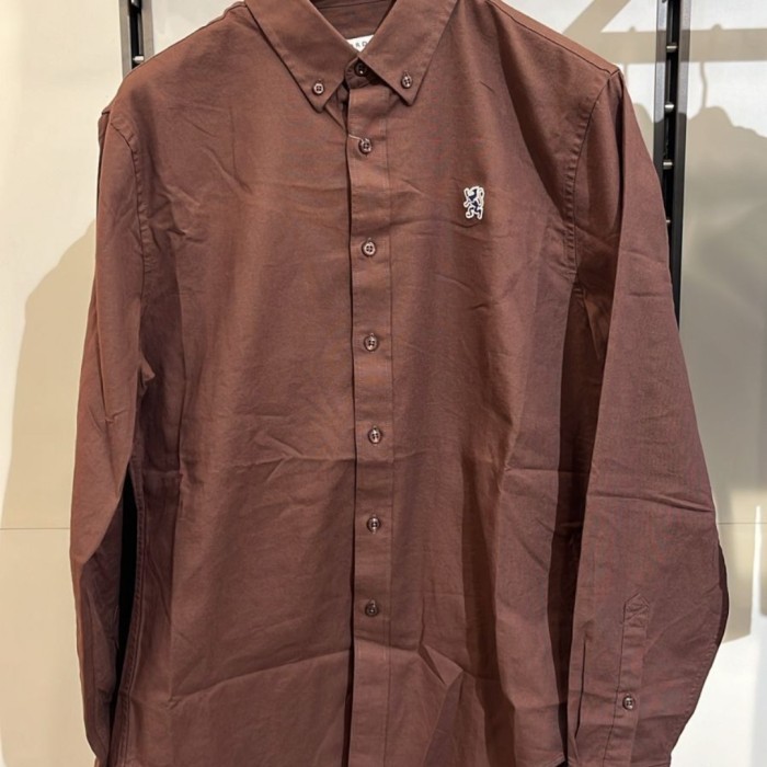 Kemeja Lengan Panjang Pria Kemeja Mini Lion Dark Brown Giordano Original