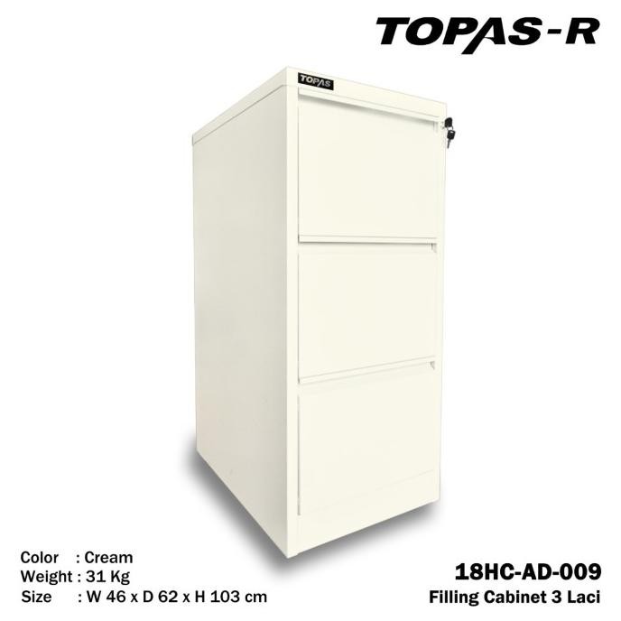

BEBAS ONGKIR - Lemari Kantor Besi File Arsip 3 Laci Drawer Filling Cabinet