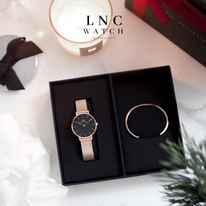 TERPERCAYA DW Jam Tangan Set Gelang Wanita Cocok Untuk Kado Fullset Box Paperbag