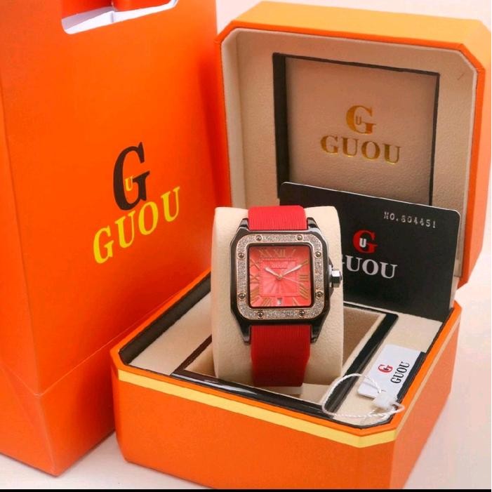 TERUJI Jam Tangan Wanita Guou Original Satu Set - Model Terbaru - Watches