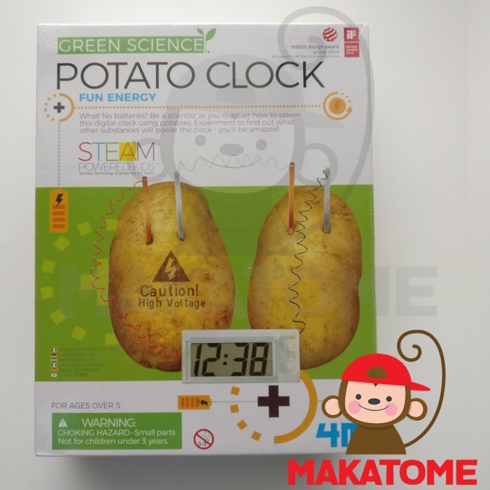 Hot Sale! 4M Green Science Potato Clock Jam Kentang Science Toys Mainan Edukasi