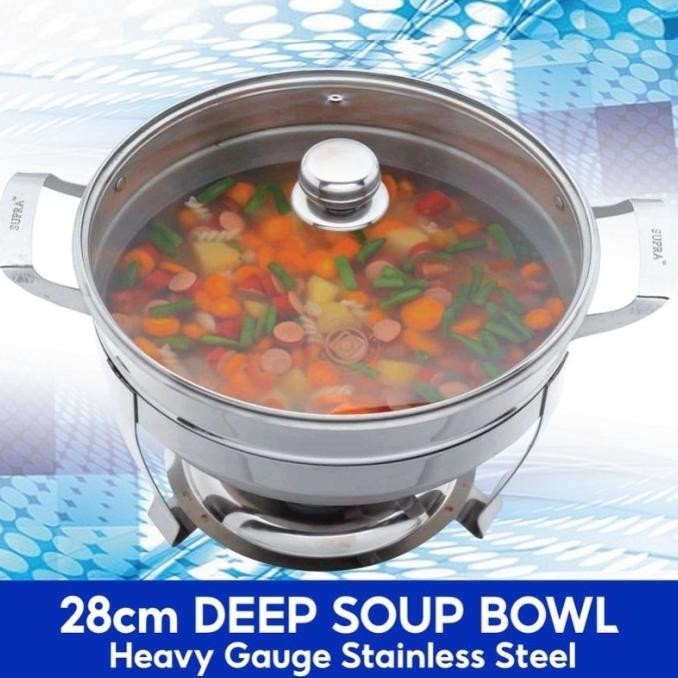 Terlaris Tempat Sop Prasmanan Stainless - Wadah Sayur Sop - Deep Soup Bowl 28Cm Ready Stok