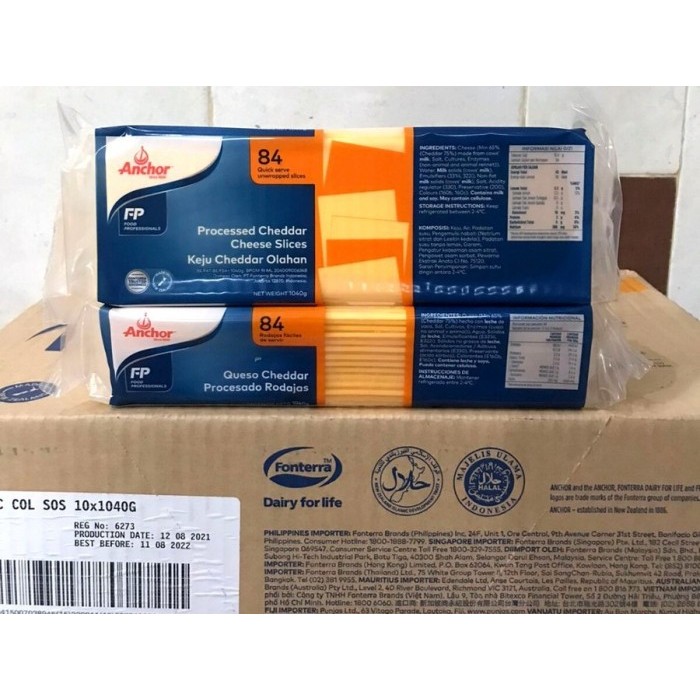 

Anchor Orange Cheddar Slice / Keju Slice Anchor (1KG - 84 Slices)