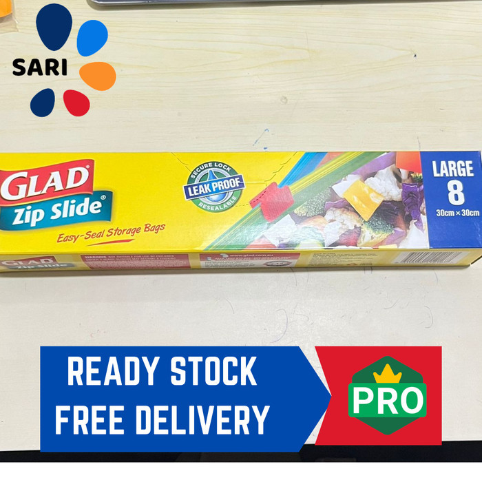 

Glad Zip Slide Storage Bags - Large 8s