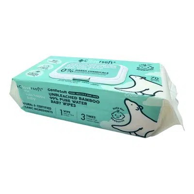 

Cloversoft Unbleached Bamboo Organic Pure Water Baby Wipes 3 x 70 per pack