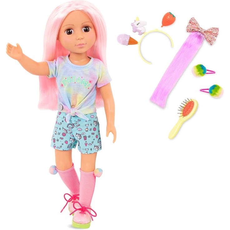 

Glitter Girls 14" HAIR PLAY DOLL W/ ACC'Y, NIXIE, PINK HAIR