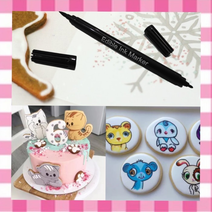 HITAM edible pen 2 sisi spidol hias lukis cake cookies halal